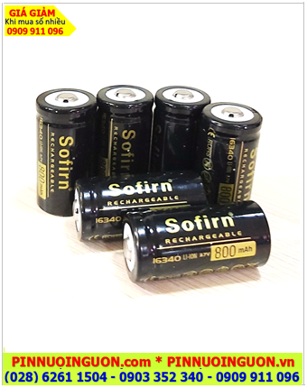 SOFIRN 16340; Pin sạc SOFIRN 16340 lithium 3.7v 800mAh chính hãng /Loại đầu BẰNG
